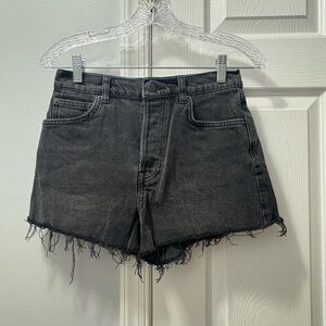 Reformation High-Waisted Charcoal Black Grey Havana Denim Shorts 25
